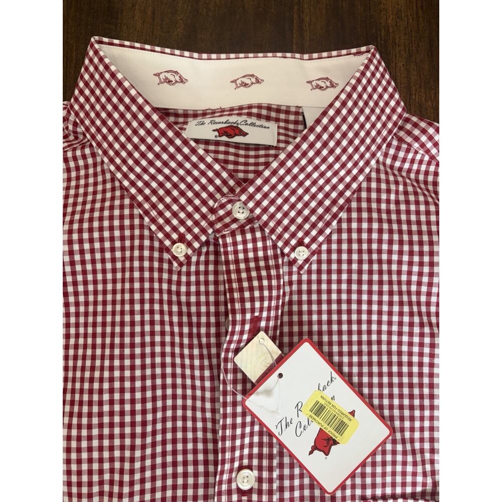 Razorback Collection Shirt Mens XXL Red Plaid Arkansas Hogs Embroidery U of A